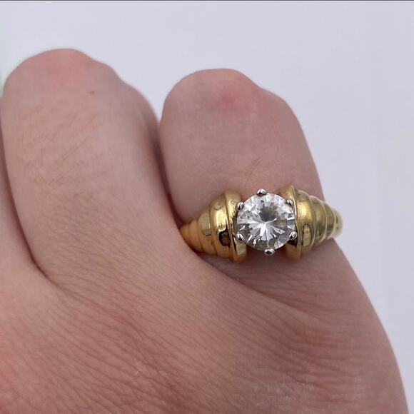 LIND 14K HGE Cubic Zirconia Vintage Costume Engagement Ring - Picture 2 of 16